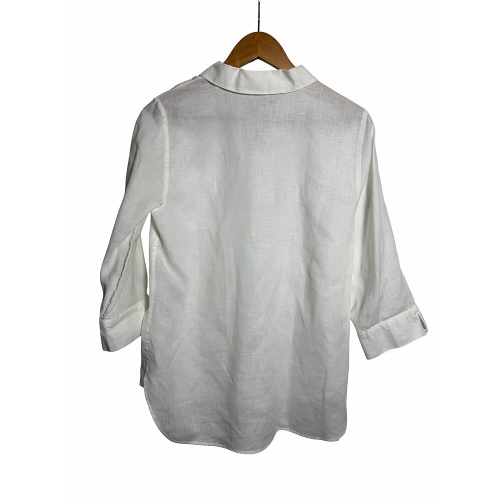 Chico’s No Iron 100% Linen White Button Front Shirt NWT Size Small 4/6 - Picture 2 of 8